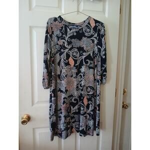 Apt 9 Women's Dress Size M Blue Shift Office Career Boho Casual Fall Stretch